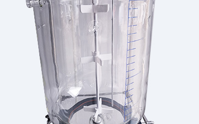 200L Jacketed Glass Reactor detail - High borosilicate double layer glass reaction, 3 layer PTFE stirring anchor.